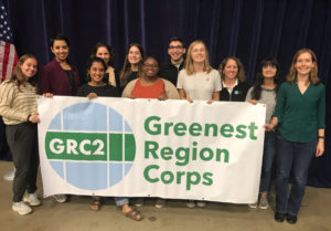 The Greenest Region Corps (GRCorps) is a partnership between the Mayors Caucus and AmeriCorps that started in 2018 and pairs enthusiastic volunteers with GRC communities for approximately 11 months (1,720 hours) to lead sustainability projects.